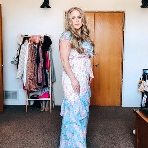 Just As Fancy Pink Floral Print Maxi Dress